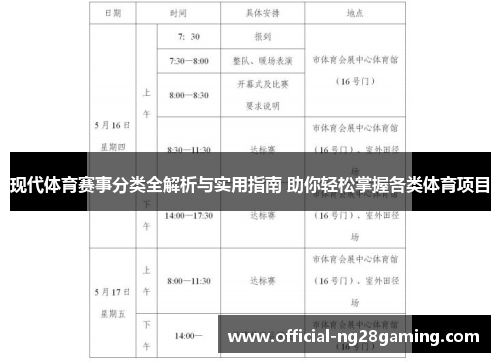 现代体育赛事分类全解析与实用指南 助你轻松掌握各类体育项目