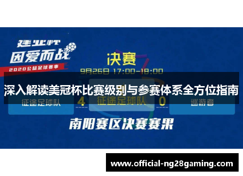 深入解读美冠杯比赛级别与参赛体系全方位指南